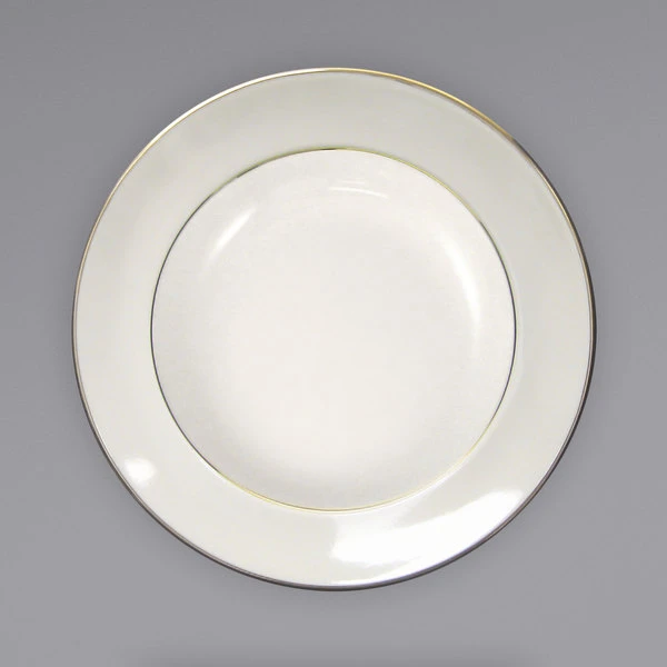 International Tableware FL-3GF Florentine 12 Oz. Gold Rim Ivory (American White) Stoneware Deep Rim Soup Bowl - 24/Case 2 International Tableware FL-3GF Florentine 12 Oz. Gold Rim Ivory (American White) Stoneware Deep Rim Soup Bowl - 24/Case - Image 2
