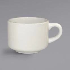 International Tableware RO-23 Roma 7 Oz. Ivory (American White) Rolled Edge Stacking Cup - 36/Case