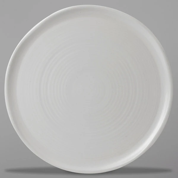 Dudson EP318 Evo 12 1/2" Matte Pearl Flat Round Stoneware Plate By Arc Cardinal - 8/Case 1 Dudson EP318 Evo 12 1/2" Matte Pearl Flat Round Stoneware Plate By Arc Cardinal - 8/Case