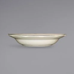 International Tableware SY-115 Sydney 26 Oz. Ivory (American White) Scalloped Edge Stoneware Pasta Bowl With Black Rim - 12/Case