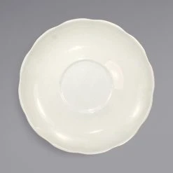International Tableware VI-2 Victoria 5 3/4" Ivory (American White) Scalloped Edge Stoneware Saucer - 36/Case