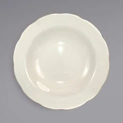 Alternative view of International Tableware VI-3 Victoria 12 Oz. Ivory (American White) Scalloped Edge Stoneware Deep Rim Soup Bowl - 24/Case