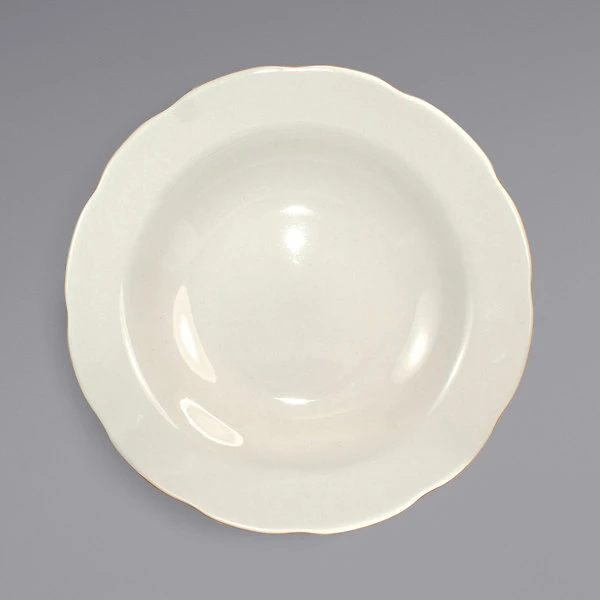 International Tableware VI-3 Victoria 12 Oz. Ivory (American White) Scalloped Edge Stoneware Deep Rim Soup Bowl - 24/Case 2 International Tableware VI-3 Victoria 12 Oz. Ivory (American White) Scalloped Edge Stoneware Deep Rim Soup Bowl - 24/Case - Image 2