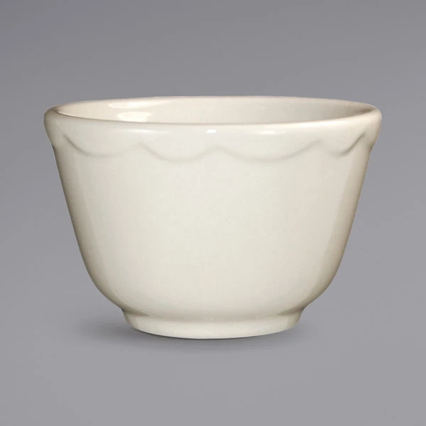 International Tableware VI-4 Victoria 7.25 Oz. Ivory (American White) Scalloped Edge Stoneware Bouillon - 36/Case 1 International Tableware VI-4 Victoria 7.25 Oz. Ivory (American White) Scalloped Edge Stoneware Bouillon - 36/Case