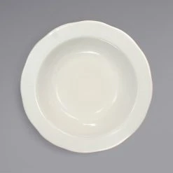 Alternative view of International Tableware VI-10 Victoria 8 Oz. Ivory (American White) Scalloped Edge Stoneware Grapefruit Bowl - 36/Case