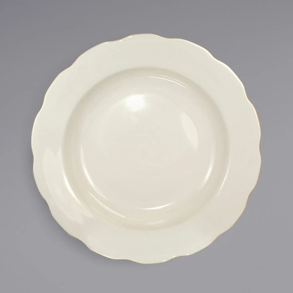 International Tableware VI-115 Victoria 26 Oz. Ivory (American White) Scalloped Edge Stoneware Pasta Bowl - 12/Case 2 International Tableware VI-115 Victoria 26 Oz. Ivory (American White) Scalloped Edge Stoneware Pasta Bowl - 12/Case - Image 2
