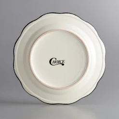 Acopa 7 3/8" Ivory (American White) Scalloped Edge Stoneware Plate With Black Band - 36/Case 5 Acopa 7 3/8" Ivory (American White) Scalloped Edge Stoneware Plate With Black Band - 36/Case -Acopa Sales 2003965
