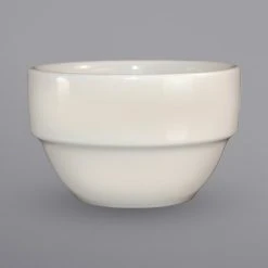 International Tableware STB-8-AW Roma 8.5 Oz. Round Ivory (American White) Stoneware Stackable Bowl - 36/Case