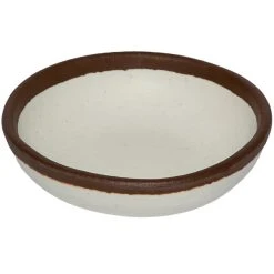 GET Enterprises GET B-35-CRM Pottery Market 2.5 Oz. Glazed Cream Melamine Ramekin With Brown Trim - 48/Case