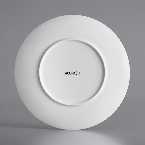 Acopa Liana 11 3/4" Bright White Embossed Lines Wide Rim Porcelain Plate - 12/Case 3 Acopa Liana 11 3/4" Bright White Embossed Lines Wide Rim Porcelain Plate - 12/Case - Image 3
