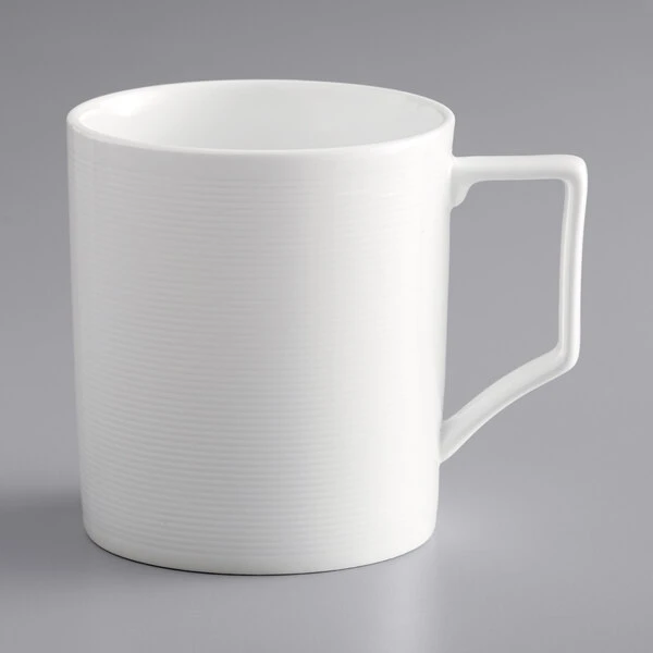 Acopa Liana 14.5 Oz. Bright White Embossed Lines Porcelain Mug - 36/Case 2 Acopa Liana 14.5 Oz. Bright White Embossed Lines Porcelain Mug - 36/Case - Image 2