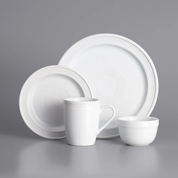 Acopa Capri Coconut White Stoneware Dinnerware Set With Service For 12 2 Acopa Capri Coconut White Stoneware Dinnerware Set With Service For 12 - Image 2