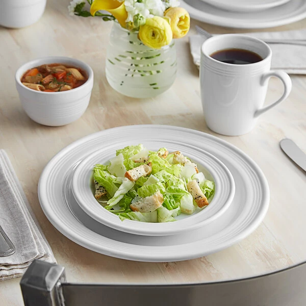 Acopa Capri Coconut White Stoneware Dinnerware Set With Service For 12 1 Acopa Capri Coconut White Stoneware Dinnerware Set With Service For 12