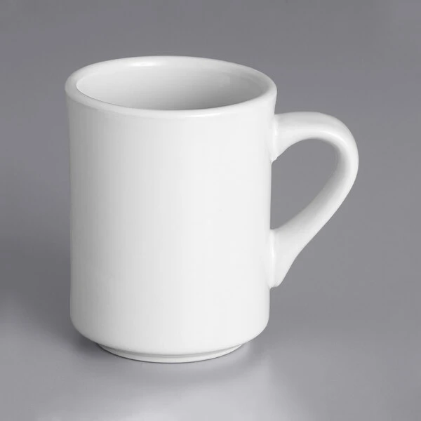 Acopa 8 Oz. Bright White Rolled Edge Stoneware Mug - 36/Case 2 Acopa 8 Oz. Bright White Rolled Edge Stoneware Mug - 36/Case - Image 2