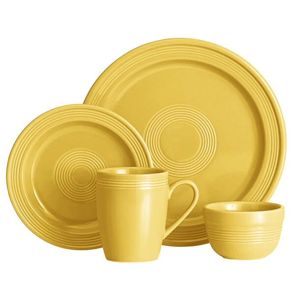Acopa Capri Citrus Yellow Stoneware Dinnerware Set With Service For 12 - 48/Pack 2 Acopa Capri Citrus Yellow Stoneware Dinnerware Set With Service For 12 - 48/Pack - Image 2