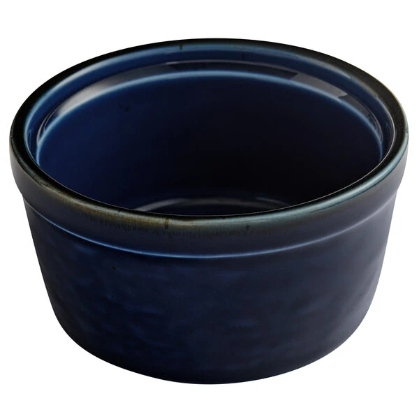 Acopa Keystone 7 Oz. Azora Blue Stoneware Ramekin - 6/Pack 2 Acopa Keystone 7 Oz. Azora Blue Stoneware Ramekin - 6/Pack - Image 2