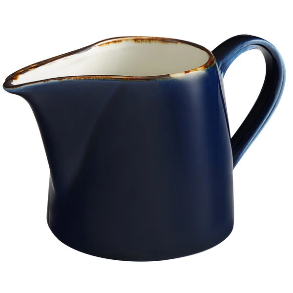 Acopa Keystone 10 Oz. Azora Blue Stoneware Creamer - 2/Pack 2 Acopa Keystone 10 Oz. Azora Blue Stoneware Creamer - 2/Pack - Image 2