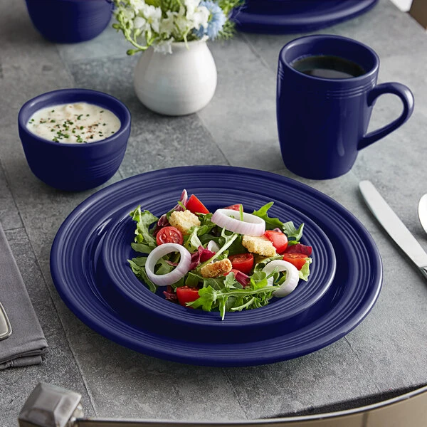 Acopa Capri Deep Sea Cobalt Stoneware Dinnerware Set With Service For 12 - 48/Pack 1 Acopa Capri Deep Sea Cobalt Stoneware Dinnerware Set With Service For 12 - 48/Pack