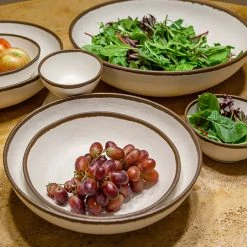 GET Enterprises GET B-35-CRM Pottery Market 2.5 Oz. Glazed Cream Melamine Ramekin With Brown Trim - 48/Case -Acopa Sales 2080432
