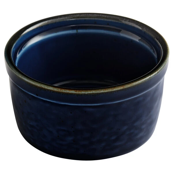 Acopa Keystone 4 Oz. Azora Blue Stoneware Ramekin - 6/Pack 2 Acopa Keystone 4 Oz. Azora Blue Stoneware Ramekin - 6/Pack - Image 2