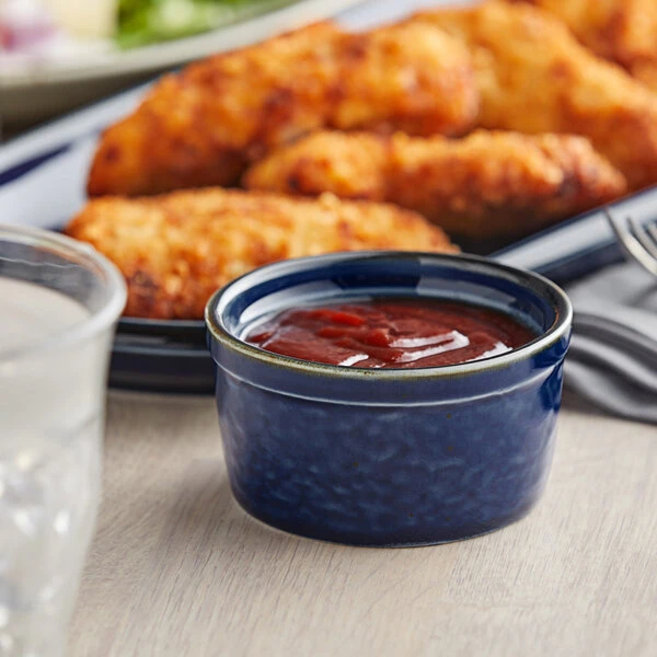 Acopa Keystone 4 Oz. Azora Blue Stoneware Ramekin - 6/Pack 1 Acopa Keystone 4 Oz. Azora Blue Stoneware Ramekin - 6/Pack