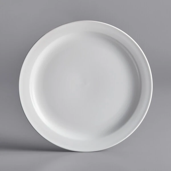 Acopa 10 1/2" Bright White Narrow Rim Stoneware Plate - 12/Case 2 Acopa 10 1/2" Bright White Narrow Rim Stoneware Plate - 12/Case - Image 2