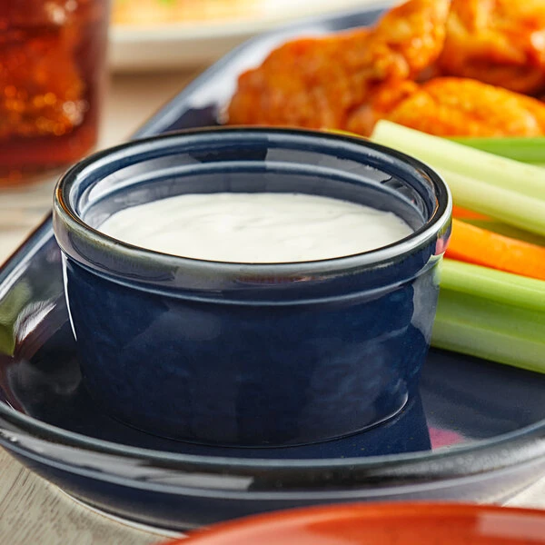 Acopa Keystone 7 Oz. Azora Blue Stoneware Ramekin - 6/Pack 1 Acopa Keystone 7 Oz. Azora Blue Stoneware Ramekin - 6/Pack