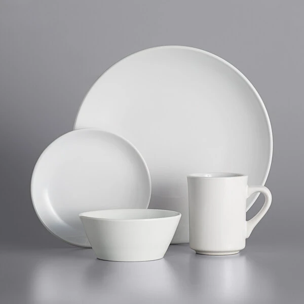 Acopa 8 Oz. Bright White Rolled Edge Stoneware Mug - 12/Pack 3 Acopa 8 Oz. Bright White Rolled Edge Stoneware Mug - 12/Pack - Image 3