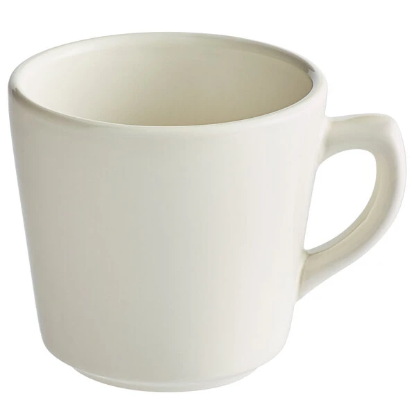 Acopa 7 Oz. Ivory (American White) Rolled Edge Tall Stoneware Cup - 12/Pack 2 Acopa 7 Oz. Ivory (American White) Rolled Edge Tall Stoneware Cup - 12/Pack - Image 2