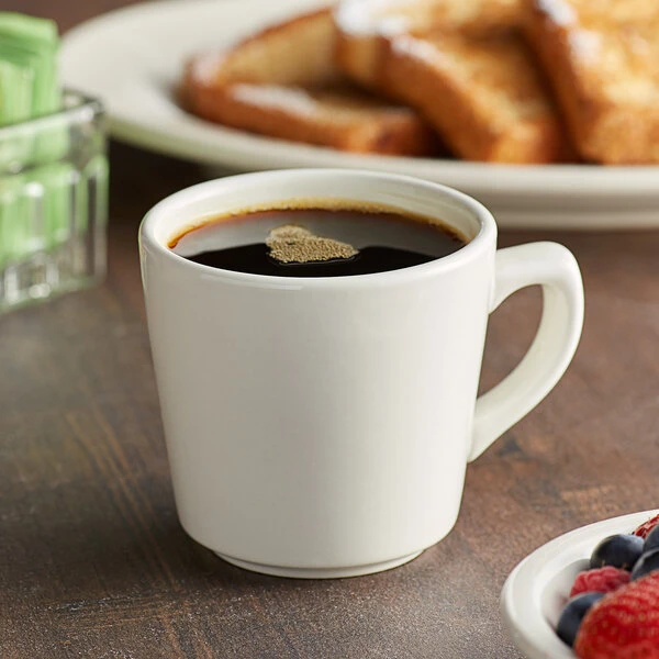 Acopa 7 Oz. Ivory (American White) Rolled Edge Tall Stoneware Cup - 36/Case 1 Acopa 7 Oz. Ivory (American White) Rolled Edge Tall Stoneware Cup - 36/Case