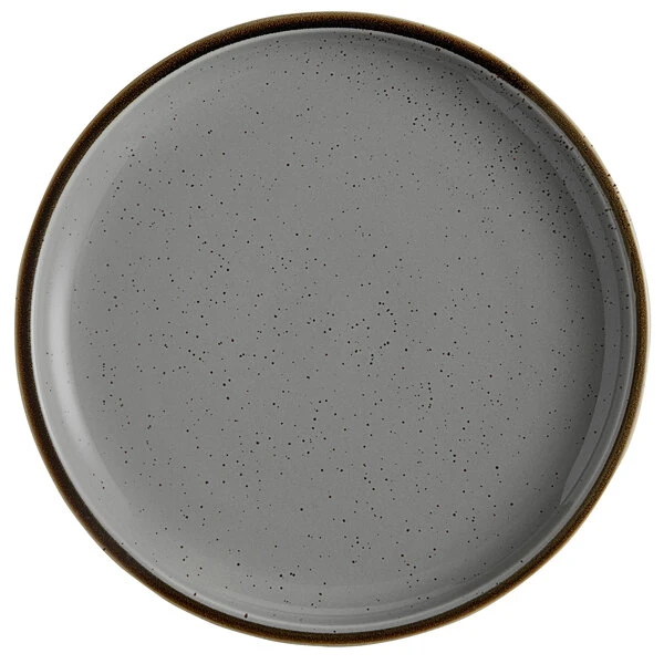 Sample - Acopa Keystone 10 1/2" Granite Gray Stoneware Coupe Plate 2 Sample - Acopa Keystone 10 1/2" Granite Gray Stoneware Coupe Plate - Image 2