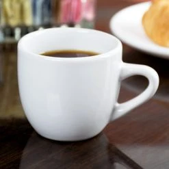Sample - Acopa 3.5 Oz. Rolled Edge Bright White Stoneware Espresso Cup