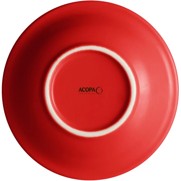 Sample - Acopa Capri 4.5 Oz. Passion Fruit Red Stoneware Fruit Bowl / Monkey Dish 2 Sample - Acopa Capri 4.5 Oz. Passion Fruit Red Stoneware Fruit Bowl / Monkey Dish - Image 2