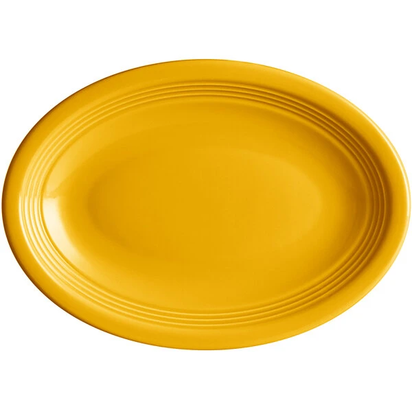 Sample - Acopa Capri 9 3/4" X 7" Mango Orange Oval Stoneware Coupe Platter 2 Sample - Acopa Capri 9 3/4" X 7" Mango Orange Oval Stoneware Coupe Platter - Image 2