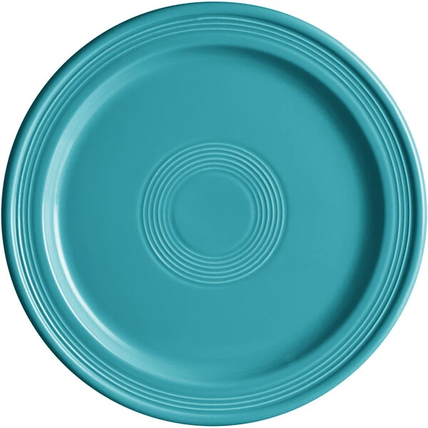 Sample - Acopa Capri 10" Caribbean Turquoise Stoneware Plate 2 Sample - Acopa Capri 10" Caribbean Turquoise Stoneware Plate - Image 2