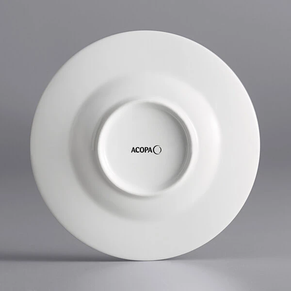 Sample - Acopa Liana 6" Bright White Embossed Lines Wide Rim Porcelain Saucer 3 Sample - Acopa Liana 6" Bright White Embossed Lines Wide Rim Porcelain Saucer - Image 3