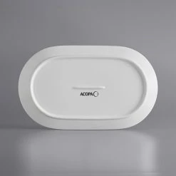 Sample - Acopa Liana 12" X 7 1/4" Bright White Embossed Lines Wide Rim Porcelain Platter 6 Sample - Acopa Liana 12" X 7 1/4" Bright White Embossed Lines Wide Rim Porcelain Platter -Acopa Sales 2095268