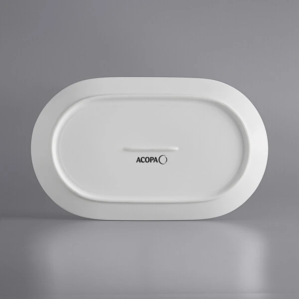 Sample - Acopa Liana 12" X 7 1/4" Bright White Embossed Lines Wide Rim Porcelain Platter 3 Sample - Acopa Liana 12" X 7 1/4" Bright White Embossed Lines Wide Rim Porcelain Platter - Image 3
