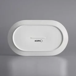 Sample - Acopa Liana 14" X 8 1/4" Bright White Embossed Lines Wide Rim Porcelain Platter -Acopa Sales 2095272