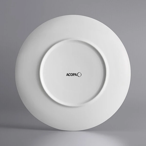 Sample - Acopa Liana 10 1/2" Bright White Embossed Lines Wide Rim Porcelain Plate 3 Sample - Acopa Liana 10 1/2" Bright White Embossed Lines Wide Rim Porcelain Plate - Image 3