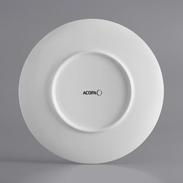 Sample - Acopa Liana 8 1/4" Bright White Embossed Lines Wide Rim Porcelain Plate 3 Sample - Acopa Liana 8 1/4" Bright White Embossed Lines Wide Rim Porcelain Plate - Image 3