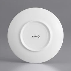 Sample - Acopa Liana 6" Bright White Embossed Lines Wide Rim Porcelain Plate -Acopa Sales 2095306