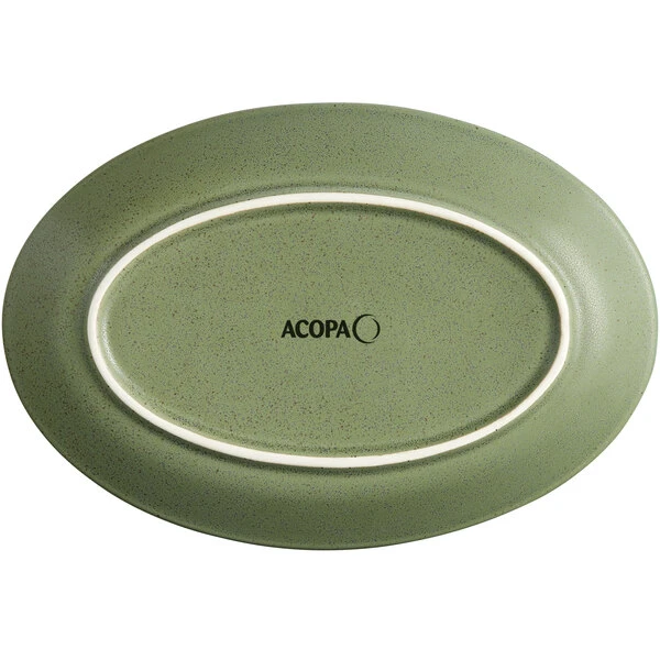 Sample - Acopa Embers 9 1/2" X 6 1/2" Moss Green Matte Coupe Stoneware Platter 3 Sample - Acopa Embers 9 1/2" X 6 1/2" Moss Green Matte Coupe Stoneware Platter - Image 3