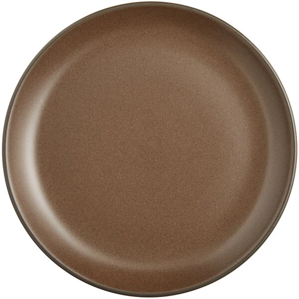 Sample - Acopa Embers 9 1/2" Hickory Brown Matte Coupe Stoneware Plate 2 Sample - Acopa Embers 9 1/2" Hickory Brown Matte Coupe Stoneware Plate - Image 2