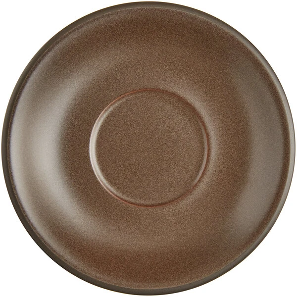 Sample - Acopa Embers 5 1/2" Hickory Brown Matte Stoneware Saucer 2 Sample - Acopa Embers 5 1/2" Hickory Brown Matte Stoneware Saucer - Image 2