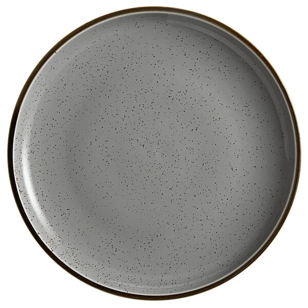Sample - Acopa Keystone 12 1/2" Granite Gray Stoneware Coupe Plate 2 Sample - Acopa Keystone 12 1/2" Granite Gray Stoneware Coupe Plate - Image 2
