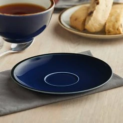 Sample - Acopa Keystone 6 1/2" Azora Blue Stoneware Saucer