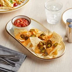 Sample - Acopa Keystone 14" X 6 3/4" Vanilla Bean Stoneware Oblong Coupe Platter