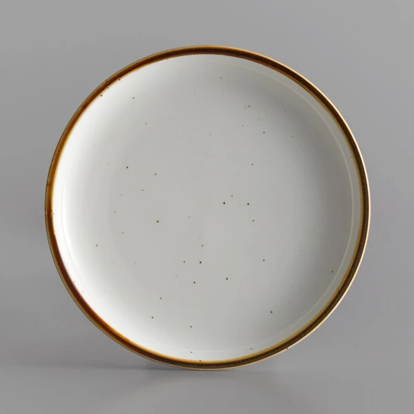 Sample - Acopa Keystone 8 1/2" Vanilla Bean Stoneware Coupe Plate 2 Sample - Acopa Keystone 8 1/2" Vanilla Bean Stoneware Coupe Plate - Image 2