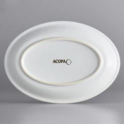 Sample - Acopa Capri 9 3/4" X 7" Coconut White Oval Stoneware Coupe Platter -Acopa Sales 2102080